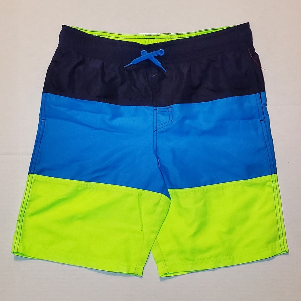 Cat & Jack Boy's Swimming Trunks Size L 12/14 Husky Blue Yellow